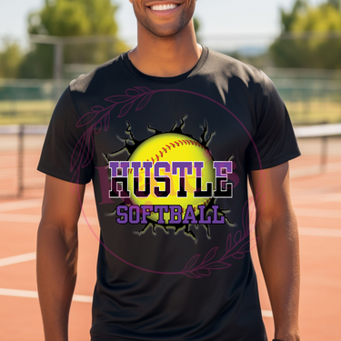 Hustle Softball Cracked Dri Fit T-Shirt